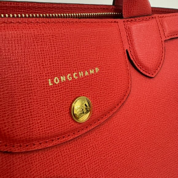 LONGCHAMP Le Pliage Heritage Leather Handbag - Red - NEW! - Picture 4 of 14